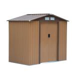 Outsunny Caseta de Jardín de 4,1m² Cobertizo Exterior para Almacenar Herramientas con Puertas Correderas de Acero Galvanizado 236x174x190 cm Amarillo Mostaza(c-3)