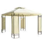 Outsunny Pabellón Cenador 3x3x2.65m Gazebo de Acero y Tela de poliéster 180g / m² - Color Crema y Negro(c-3)