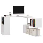 HOMCOM Mesa de Ordenador Multifuncional Escritorio Estilo Industrial Vintage con 4 Estantes para Despacho Casa Estudio 120x70x120 cm Blanco Roble(c-1)