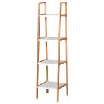 HOMCOM Armario de Baño Multifuncional Gabinete en la Pared para Ahorro de Espacio con 3 Niveles Abiertos 1 Puerta Estante Ajustable Antivuelco(c-2)