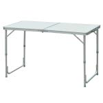 Outsunny Mesa de Camping Plegable y Convertible con Altura Regulable - Color Blanco - Aluminio y MDF - 120x60x54-70cm(c-1)