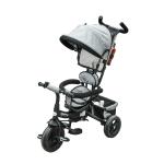 HOMCOM Triciclo para Bebé 4 en 1 Bicicleta para +18 Meses con Capota Manija de Empuje Ajustable Barra Extraíble Reposapiés Plegable Canasta de Almacenaje 92x51x110 cm Gris(c-3)