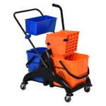 HOMCOM Cubo para Fregona Comercial con Escurridor de Presión Abajo Capacidad de 36L con 4 Ruedas Silenciosas 2 Cubetas Separadas(c-2)