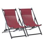 Outsunny Conjunto de 2 Tumbonas Plegables con Respaldo Regulable en 5 Posiciones y Reposacabezas Acolchado Incorporado 58x96.5x91.5 cm Blanco(c-2)