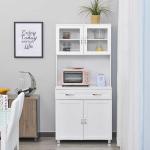 HOMCOM Mueble Aparador auxiliar de Cocina Alacena Buffet Armario de Comedor con Estantes Interiores Ajustables y Cajón 80x48x170 cm Blanco(c-5)