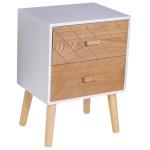 HomCom® Mesita de Noche Madera con 2 Cajones Comoda Rústica Cajonera Mesilla Mueble para Dormitorio(c-1)