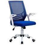 Vinsetto Silla de Oficina Ergonómica Silla Escritorio Giratoria con Altura Ajustable Reposabrazos Abatible Soporte Lumbar y Respaldo Transpirable 62,5x55x94-104 cm Azul(c-2)