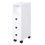 kleankin Armario de Baño Mueble para Baño Espacio Limitado con Ruedas Universales 2 Frenos Estantes Abiertos Armario Cajón 18x30x68,5 cm Madera Roble(c-2)