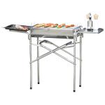 Outsunny Barbacoa de Carbón Picnic con Ruedas y Estante Parilla de Carbón Vegetal BBQ Jardín Exterior Ahumador Parilla Acampada 45x47.5x70cm(c-1)