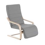 HOMCOM Sillón de Relax Silla de Relax de Madera de Abedul con Reposapiernas ajustable 66.5x81x100cm Beige(c-2)