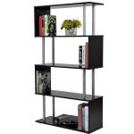 HomCom Librería Muebles para Oficina Estantería Color grano de madera blanca Madera y Metal 145x80x30cm(c-1)
