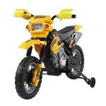 HomCom® Moto Electrica Infantil Bateria 6V Recargable Niños 3-6 Años Cargador y Ruedas Apoyo Color Amarillo(c-2)