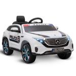 HOMCOM Coche Eléctrico de Policía para Niños Mercedes EQC Batería 12V +3 Años con Mando a Distancia Música Bocina y Faros Doble Apertura 106x68x53 cm Negro(c-1)