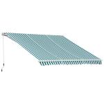 Outsunny Toldo Manual Plegable de Aluminio de 2.95x2.5m para Exterior con Ángulo Ajustable y Manivela para Patio Balcón Jardín Terraza Color Verde y Blanco(c-2)