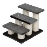 PawHut Escalera para Mascotas de 3 Niveles Escalera para Gatos Perros Mayores de Felpa y Sisal 45x35x34 cm cm Gris(c-1)