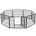 PawHut Jaula de Macotas Valla Parque para Perro Gato con Puerta Doble Seguro Tubo Rectangular Hierro 129x84x70 cm Negro(c-1)