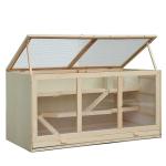 PawHut Jaula Hámster de Madera Casa para Roedores Pequeños con Bandeja Extraíble 2 Plataformas y Rampas 115x60x58 cm Madera Natural(c-1)