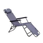 Outsunny Tumbona Reclinable y Plegable con Respaldo Ajustable Reposabrazos Almohada y Reposapiés para Jardín Balcón Carga 136 kg 135x60x89 cm Gris(c-1)
