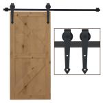 HOMCOM 6FT/183cm Herraje para Puerta Corredera Kit de Accesorios para Puerta Corrediza de Madera con Guía de Suelo Riel de Acero al Carbono Blanco(c-2)