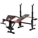 HOMCOM Banco de Pesas Multifuncional Banco de Musculación con Respaldo Ajustable Soporte de Barras para Fitness Entrenamiento Completo 105x150x112 cm Negro(c-2)