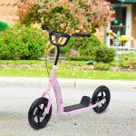 HOMCOM Patinete para Niños de +5 Años Scooter de 2 Ruedas Grandes de 12 Pulgadas con Freno y Manillar Ajustable en Altura Carga Máx. 100 kg 120x52x80-88 cm Negro(c-1)