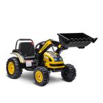 HOMCOM Tractor Excavadora Eléctrico para Niños de +3 Años Vehículo Infantil con Batería 6V Pala Música y Luces Velocidad de 2 Niveles 132x62x65 cm Negro y Amarillo(c-1)