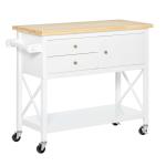 HOMCOM Carrito para Cocina Multifuncional Carrito Auxiliar de Madera con Gran Espacio de Almacenaje Cajones Cestas Estantes 4 Ruedas Freno(c-1)