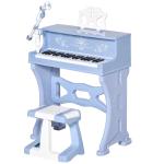 HOMCOM Piano Electrónico Infantil 37 Teclas con Micrófono Taburete 22 Canciones Blanco(c-2)