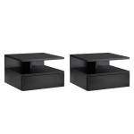 HOMCOM Set de 2 Mesitas de Noche Flotantes con 1 Cajón y Estante 35x32x22,5 cm Roble(c-2)