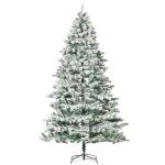 HOMCOM Árbol de Navidad 225 cm Nevado Artificial con 1083 Puntas de PVC Base Plegable y Soporte de Metal Decoración Navideño para Interiores Ø140x225 cm Verde y Blanco(c-2)