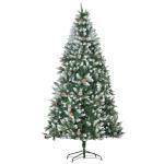 HOMCOM Árbol de Navidad Artificial Ø105x210 cm con 1440 Puntas de PVC y 75 Piñas con Ramas Apertura Automática Base Plegable y Soporte de Acero para Interiores Verde(c-2)