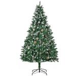 HOMCOM Árbol de Navidad Artificial Ø105x210 cm con 1440 Puntas de PVC y 75 Piñas con Ramas Apertura Automática Base Plegable y Soporte de Acero para Interiores Verde(c-1)