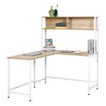 HOMCOM Escritorio en Forma de L Multifuncional Mesa de Ordenador para Oficina o Estudio con Estantes Altos Espacio Amplio 140x125x149cm Madera(c-1)