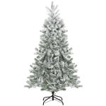 HOMCOM Árbol de Navidad 225 cm Nevado Artificial con 1083 Puntas de PVC Base Plegable y Soporte de Metal Decoración Navideño para Interiores Ø140x225 cm Verde y Blanco(c-1)