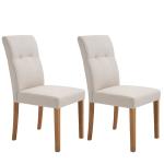 HOMCOM Conjunto de 2 Sillas de Comedor con Respaldo Alto Asiento Acolchado y Tapizadas con Tejido Transpirable con Tacto de Lino Cocina Sala de Estar 50x62x96 cm Beige(c-2)