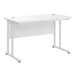 HOMCOM Escritorio Mesa Ordenador con 2 Pasacables para Oficina Hogar 120x60x75cm Roble(c-1)