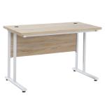 HOMCOM Escritorio Mesa Ordenador con 2 Pasacables para Oficina Hogar 120x60x75cm Roble(c-2)