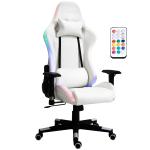 Vinsetto Silla Gaming Ergonómica Silla Gamer Giratoria Reclinable Ajustable en Altura Basculante con Luz LED Reposacabezas y Cojín Lumbar Cuero Sintético 68x68x126-136 cm Negro(c-5)