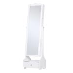 HOMCOM Espejo Joyero Armario de Joyería Montado en Pared o Colgado en Puerta con 2 Cajones Altura Ajustable 35.5x9.5x102cm(c-2)
