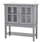 HOMCOM Aparador con 2 Puertas de Vidrio Templado Balda Ajustable y Dispositivo Antivuelco Armario Multiuso para Cocina Salón Baño 80x40x85,3 cm Blanco(c-4)
