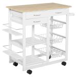 HOMCOM Carro de Cocina Carrito de Servir Multiusos Estantería Carrito Auxiliar con Ruedas para Baño Dormitorio con Estantes Cestas Cajones 70x37x85cm(c-3)