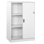 HOMCOM Librería Estantería Armario de 2 Puertas para Libros CDs DVDs con 3 Estantes Interiores y Cerradura Multiuso para Hogar Oficina Dormitorio 55x36,5x125,5 cm Blanco(c-2)