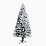 HOMCOM Árbol de Navidad 180cm Artificial Árbol Pino Natural de Blanco Nevado con Soporte de Metal Luces LED 230 Ramas(c-2)