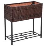 Outsunny Jardinera Exterior para Huerto Urbano Mesa de Cultivo Rectangular para Balcón Alta con Estante 70x30x70 cm Marrón(c-1)