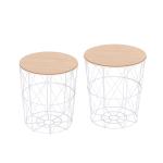 HOMCOM Mesa Auxiliar Redonda Mesa de Centro de Estilo Industrial Perfecta para Salón o Dormitorio con Espacio de Almacenaje Φ39.5x43cm(c-1)
