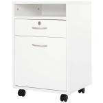HOMCOM Cajonera para oficina con 4 ruedas cajón con cerradura estante y armario 40x35x60cm Máximo 25kg(c-2)