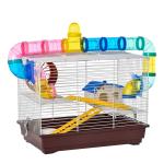PawHut Jaula para Hamster Casa para Ratoncillos Roedores Animal Pequeño con Escalera, Pista, Molino de Viento Accesorios Incluidos 62x29x52cm(c-2)