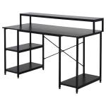 HOMCOM Mesa para Computadora Escritorio de Oficina con 3 Estantes Tabla Superior Patas con Almohadillas Ajustables Antideslizantes Metal 140x60x93 cm Negro(c-2)