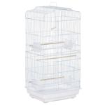 PawHut Jaula para Pájaros Pajarera con 2 Puertas 4 Comederos y 3 Perchas Columpio Asa de Transporte para Loro Canario Periquito Marco Metálico 47,5x36x91 cm Blanco(c-3)