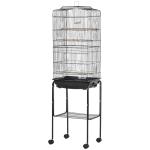 PawHut Jaula de Pájaros con 2 Puerta Jaulas para Aves con 4 Ruedas Universales Jaulas para Canarios Loros 47,5x37x153 cm Blanco(c-3)